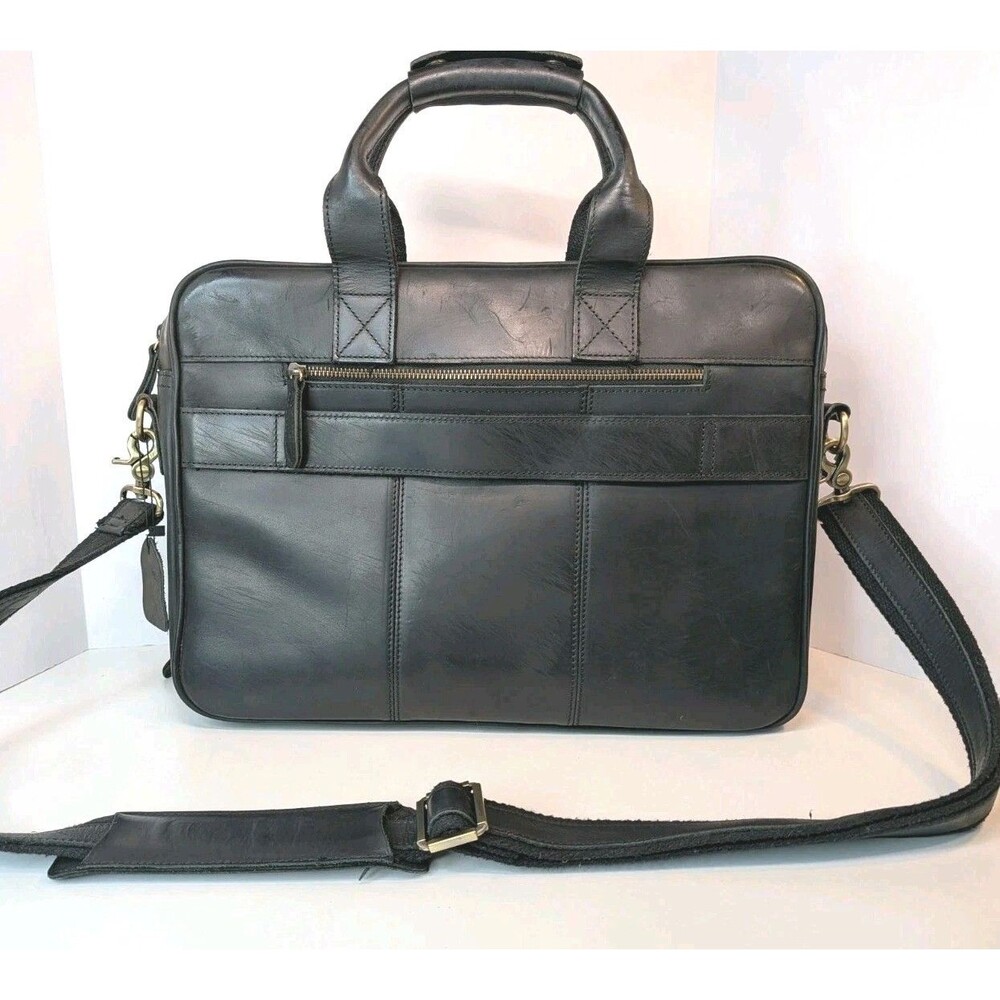 Luxorro Large Leather Briefcase 15" Laptop Bag Full Grain Leather Messenger Bag